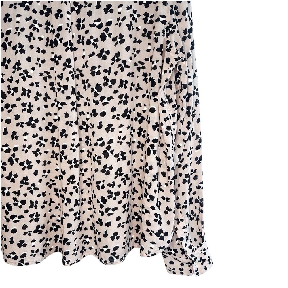 RAILS Anna Rose Floral Cheetah Blouse L Large Pink Black Rayon Button Up Shirt - Picture 12 of 16